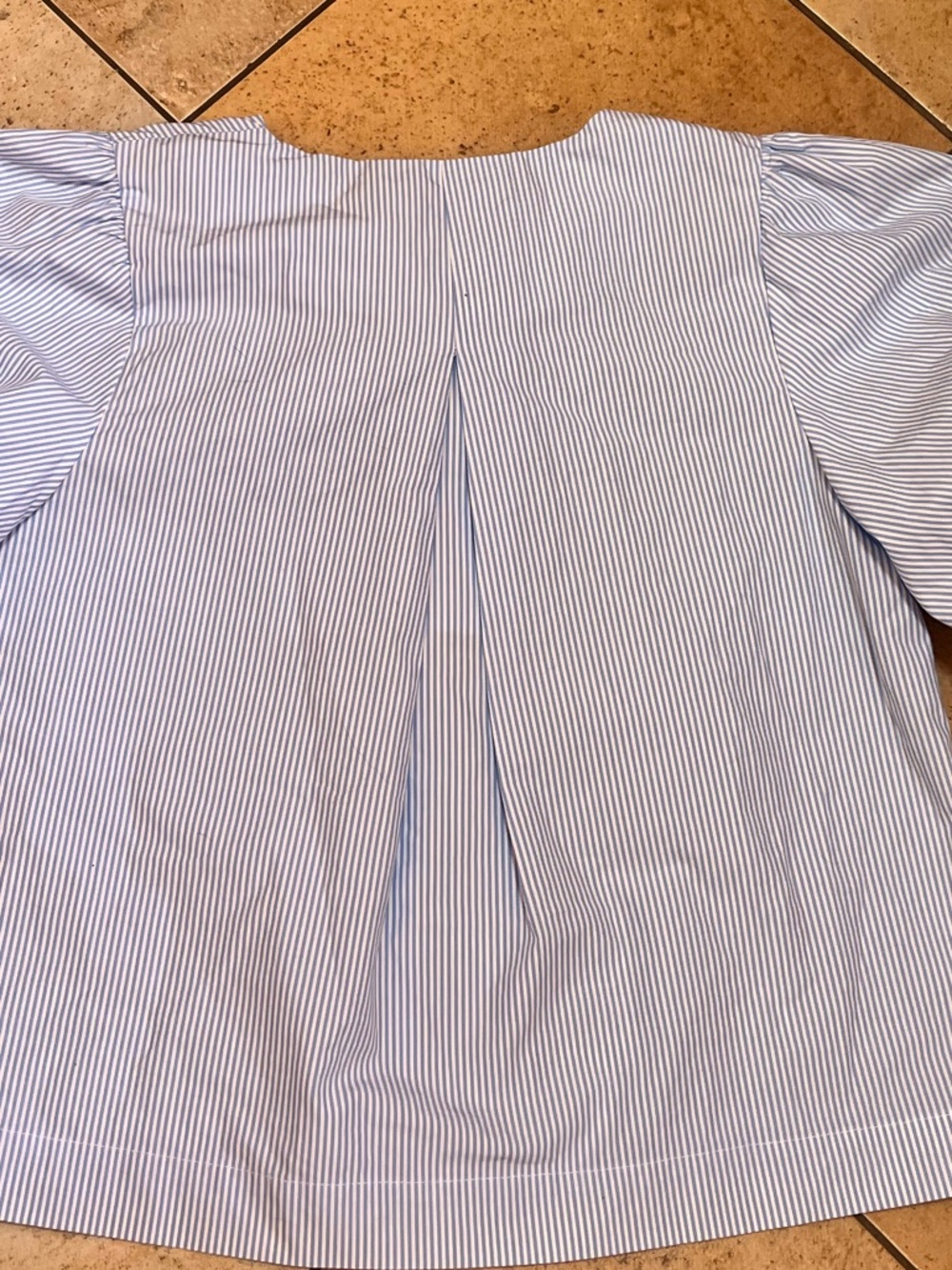 kate spade Blue and White Striped Puff Sleeve Top - Picture 5 of 7
